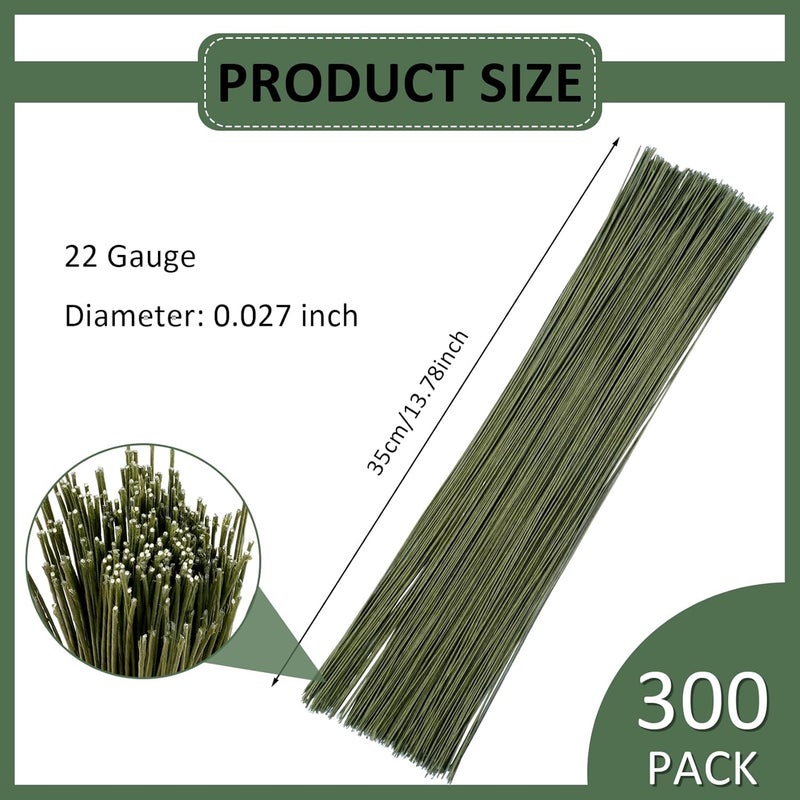 Coidea 300 PCS Floral Wire Stems, 22 Gauge 14 Inch Flexible Green Craft Floral Stems Flower Wire for DIY Artificial Flower Making, Wrapping and Floral Arrangements - Image 2